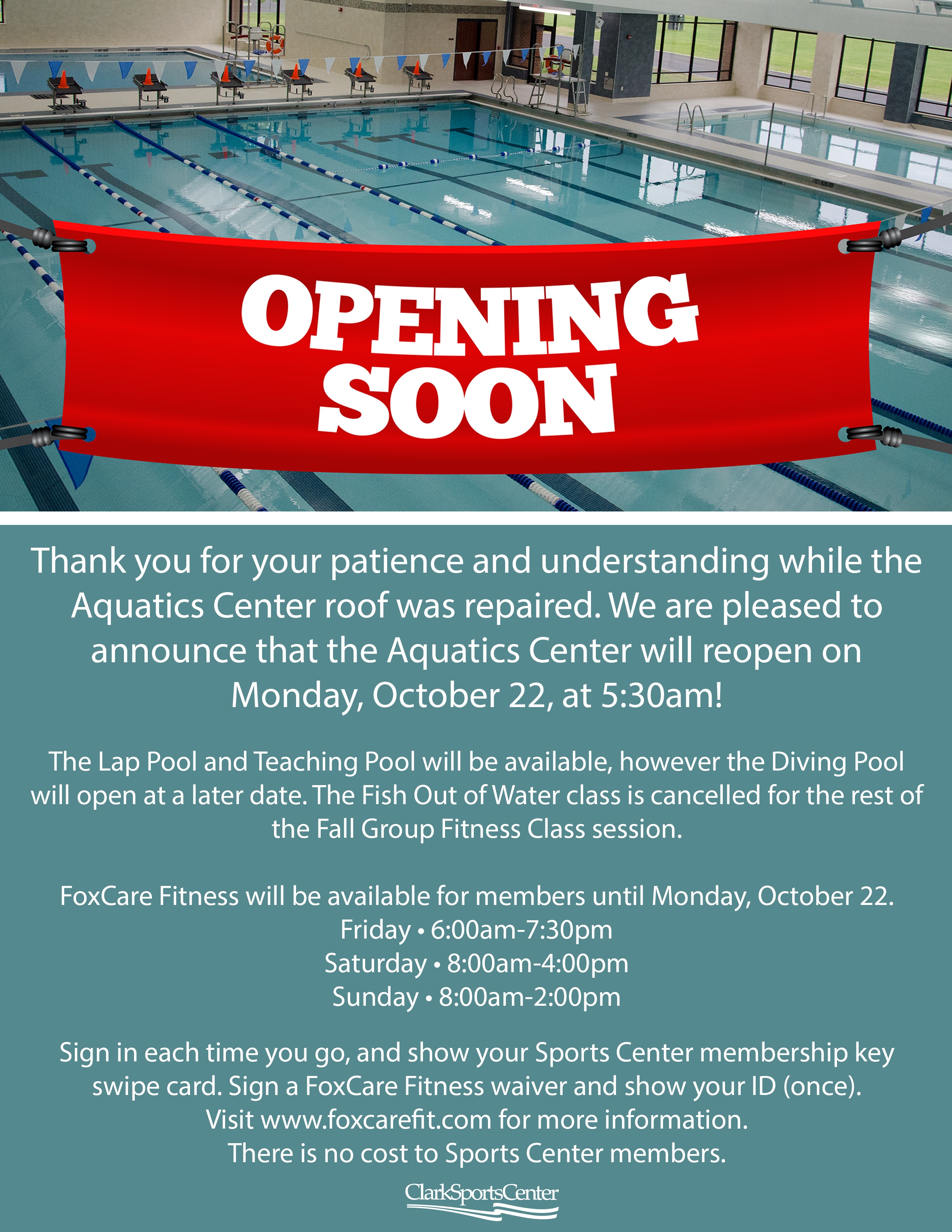 PoolOpeningSoon The Clark Sports Center