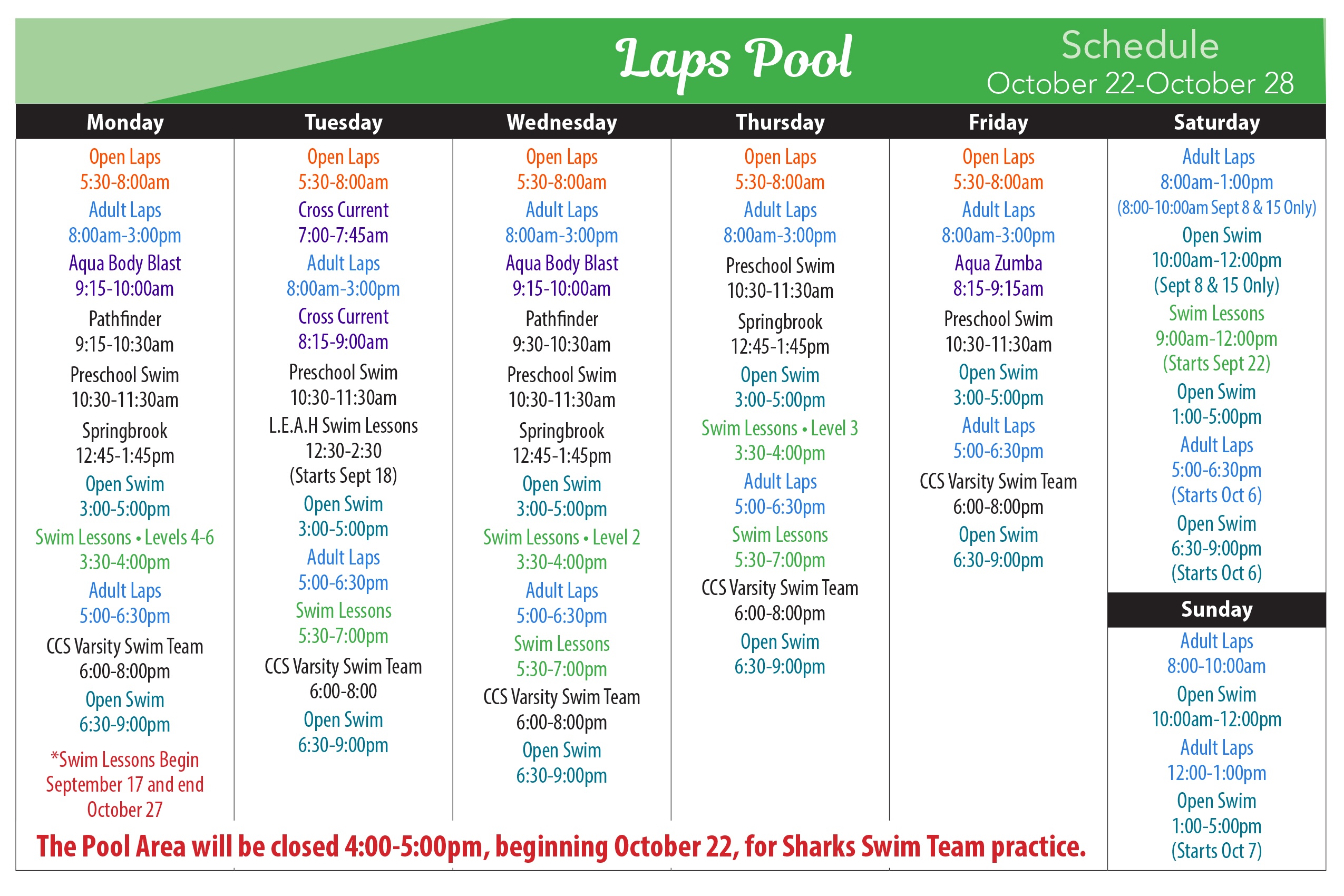lap-pool-schedule-oct-2018-the-clark-sports-center